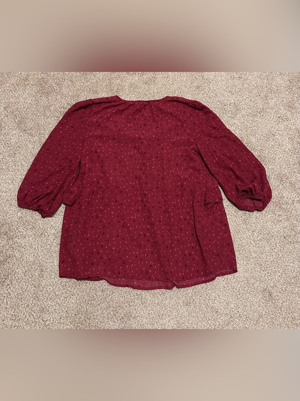 Ingrid & Isabel Burgundy Ruffle V-Neck Maternity Blouse - Picture 4 of 4